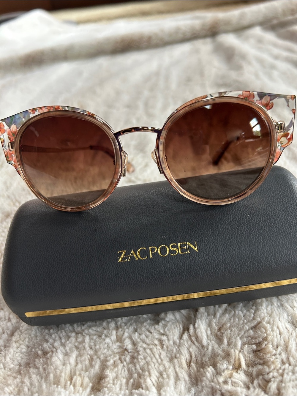 Zac Posen Brown Floral Cat-Eye Sunglasses